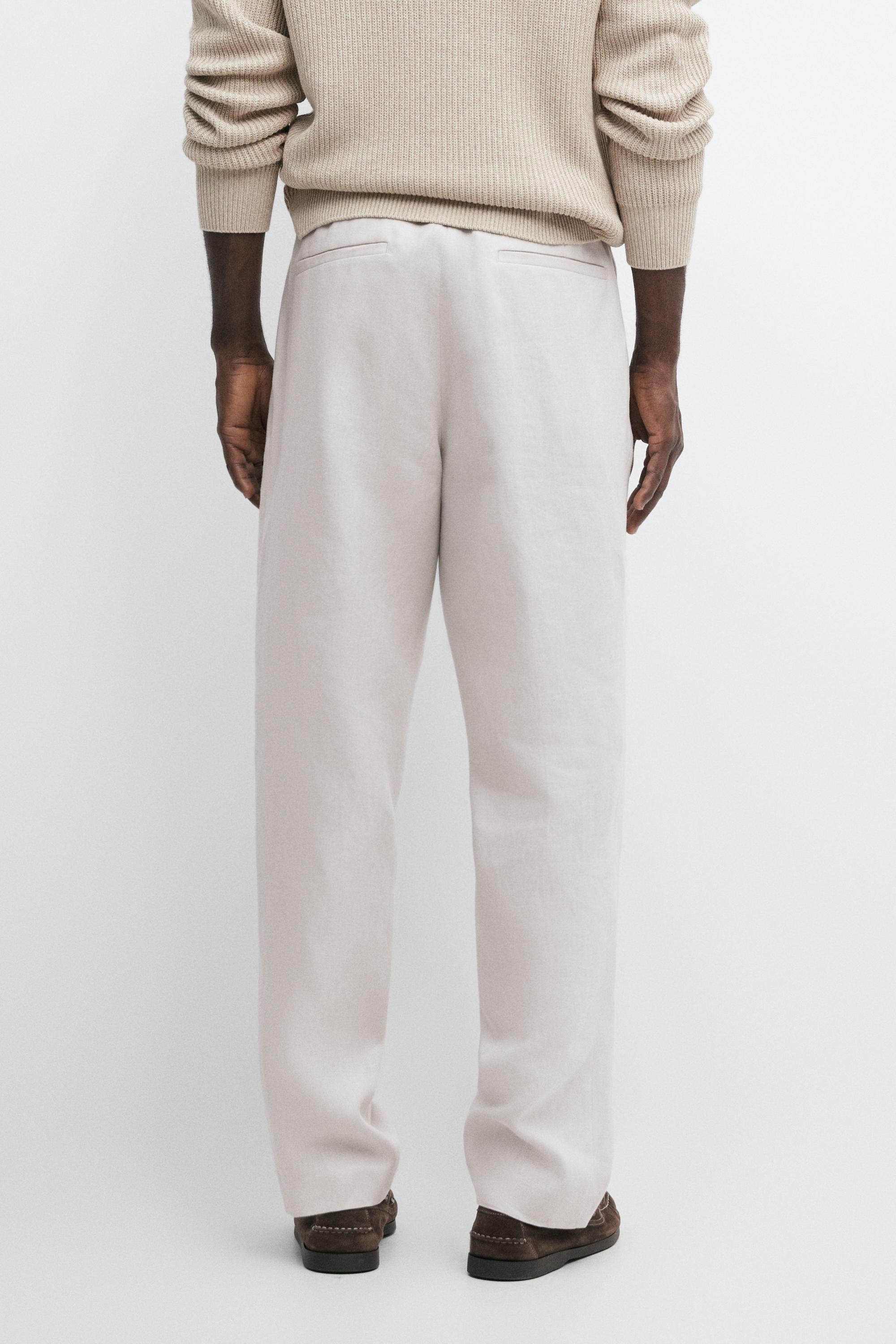 Pantalon à taille élastique 100 % lin